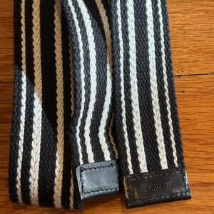 JCrew black and white stripe tie belt